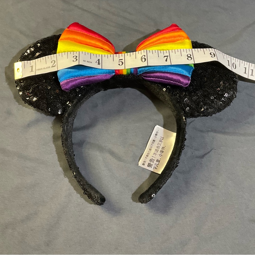 Disney Black Sequin Ears with Rainbow Bow - Picture 2 of 7